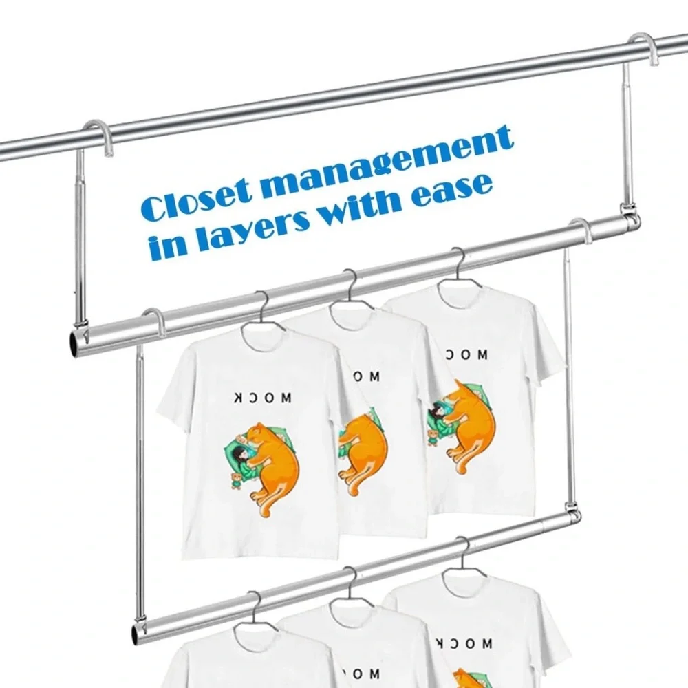 New 2pk Chrome Expanding Hanging Closet Rods